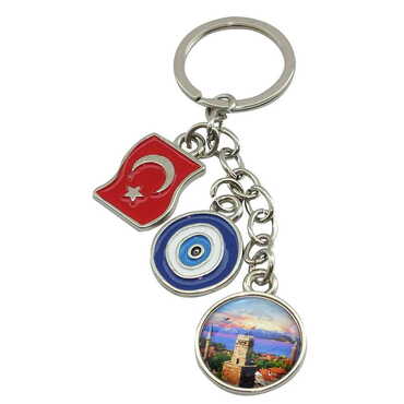 Antalya Themed Metal Evil Eye Enamel Keychain - 5