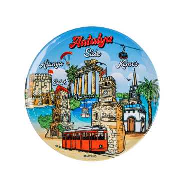 Antalya Temalı Myros İkili Metal Bardak Altlığı 9 cm - 5