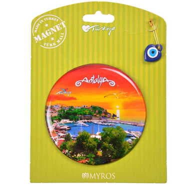 Antalya Themed Epoxy Dome Backing Card Souvenir Fridge Magnet - 23