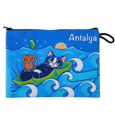 Antalya Themed Myros Small Accordion Makeup Bag 145x220x70 mm