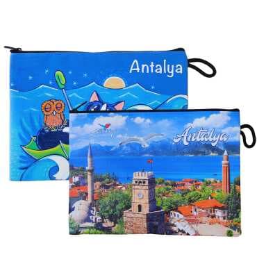 Antalya Themed Myros Small Accordion Makeup Bag 145x220x70 mm - 2