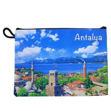 Antalya Themed Myros Small Accordion Makeup Bag 145x220x70 mm - 5