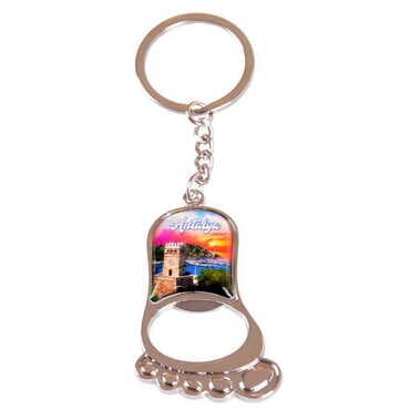 Antalya Themed Metal Foot Shaped Opener Keychain 37x118 mm
