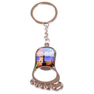 Antalya Themed Metal Foot Shaped Opener Keychain 37x118 mm - 3