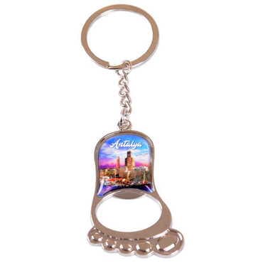 Antalya Themed Metal Foot Shaped Opener Keychain 37x118 mm - 5