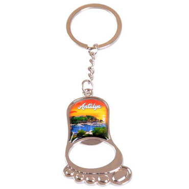 Antalya Themed Metal Foot Shaped Opener Keychain 37x118 mm - 7