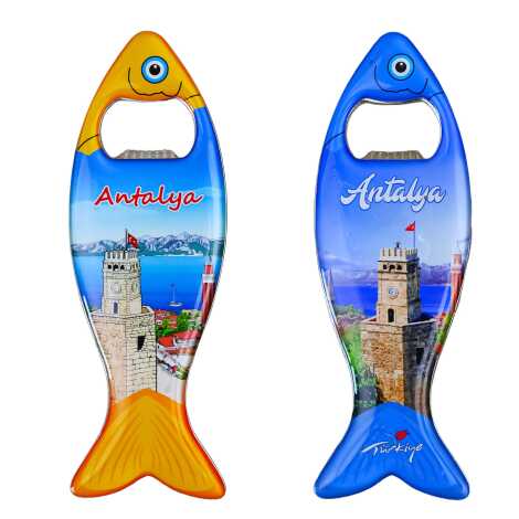 Antalya Temalı Myros Metal Balık Açacak Magnet 120x43 mm - 2