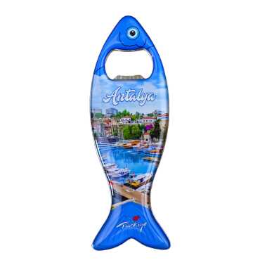 Antalya Temalı Myros Metal Balık Açacak Magnet 120x43 mm - 4
