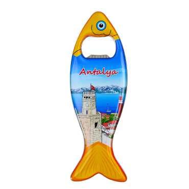 Antalya Themed Myros Metal Fish Bottle Opener Refrigerator Magnet 120x43 mm - 5