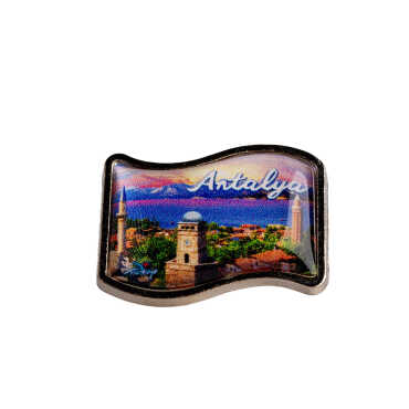 Antalya Temalı Myros Metal Bayrak Rozet 25x20 mm - Myros