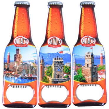 Antalya Themed Beer Bottle Shaped Metal Magnetic Bottle Opener 130x39 mm - 3