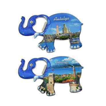 Antalya Themed Elephant Shaped Metal Magnetic Bottle Opener 98x61 mm - 3