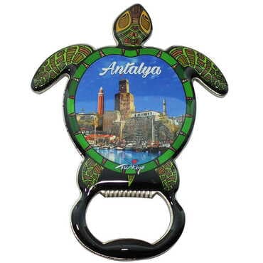 Antalya Themed Turtle Shaped Metal Magnetic Bottle Opener 103x75 mm - 5