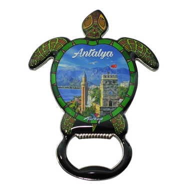 Antalya Themed Turtle Shaped Metal Magnetic Bottle Opener 103x75 mm - 7