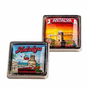 Antalya Temalı Myros Metal Kare Rozet 18x18 mm - 2