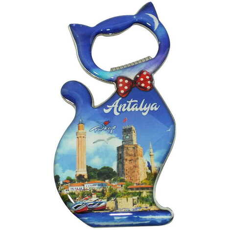 Toptan Antalya Temalı Myros Metal Kedi Açacak Magnet 97x48 mm - 5