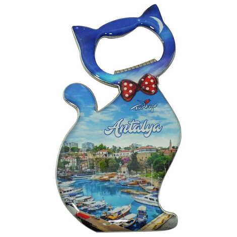Toptan Antalya Temalı Myros Metal Kedi Açacak Magnet 97x48 mm - 6