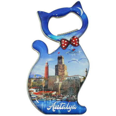 Toptan Antalya Temalı Myros Metal Kedi Açacak Magnet 97x48 mm - 7