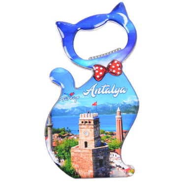 Toptan Antalya Temalı Myros Metal Kedi Açacak Magnet 97x48 mm - 8