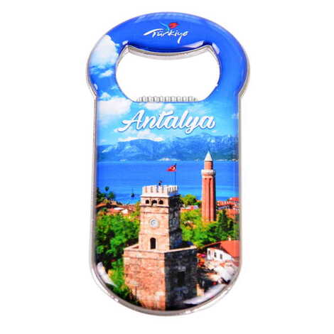 Toptan Antalya Temalı Myros Metal Klasik Açacak Magnet 90x45 mm