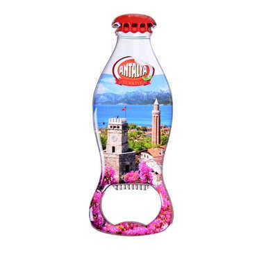 Antalya Themed Coke Bottle Shaped Metal Magnetic Bottle Opener 120x41 mm