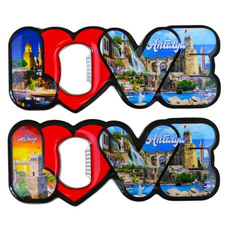 Antalya Temalı Myros Metal Love Açacak Magnet 114x47 mm - 2