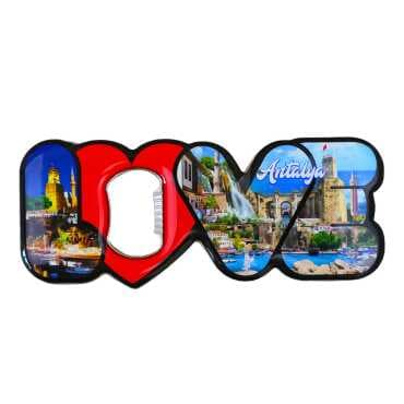 Antalya Themed Myros Metal Love Bottle Opener Refrigerator Magnet 114x47 mm