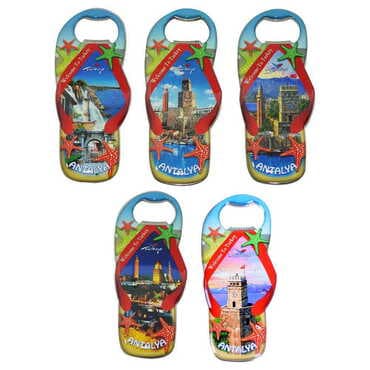 Antalya Themed Slipper Shaped Metal Magnetic Bottle Opener 110x45 mm - 3