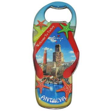 Antalya Themed Slipper Shaped Metal Magnetic Bottle Opener 110x45 mm - 5