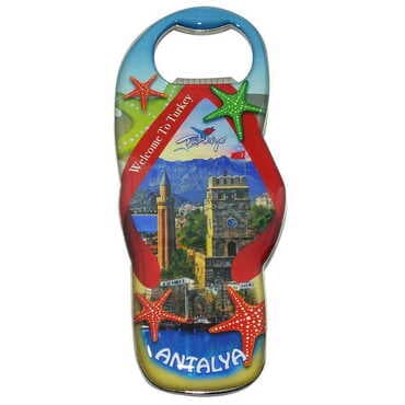 Antalya Themed Slipper Shaped Metal Magnetic Bottle Opener 110x45 mm - 6