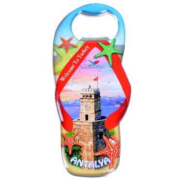 Antalya Themed Slipper Shaped Metal Magnetic Bottle Opener 110x45 mm - 8