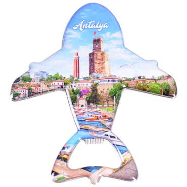 Toptan Antalya Temalı Myros Metal Uçak Açacak Magnet 105x89 mm - 5