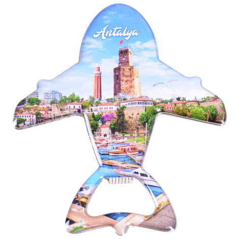 Toptan Antalya Temalı Myros Metal Uçak Açacak Magnet 105x89 mm - 5