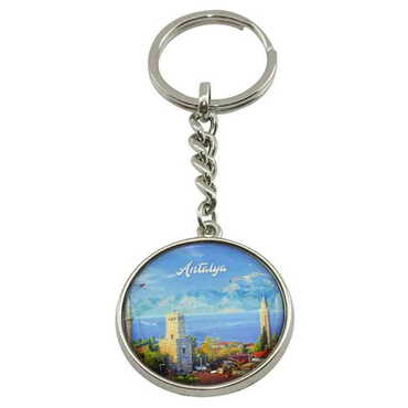 Toptan Antalya Temalı Myros Metal Yuvarlak Anahtarlık 40x95 mm - 3