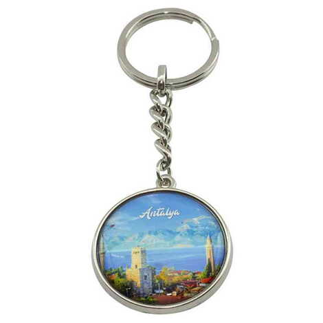Toptan Antalya Temalı Myros Metal Yuvarlak Anahtarlık 40x95 mm - 3