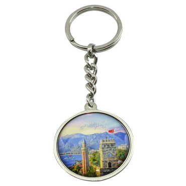 Toptan Antalya Temalı Myros Metal Yuvarlak Anahtarlık 40x95 mm - 8