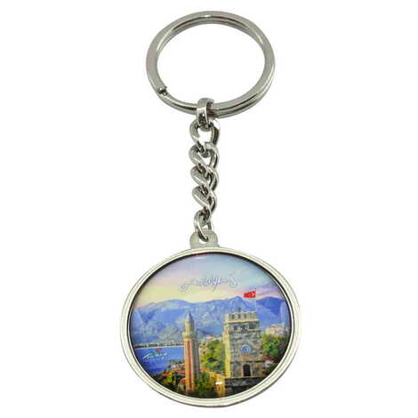Toptan Antalya Temalı Myros Metal Yuvarlak Anahtarlık 40x95 mm - 8