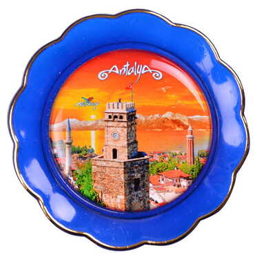 Toptan Antalya Temalı Myros Tabak Magnet 73 mm - Myros