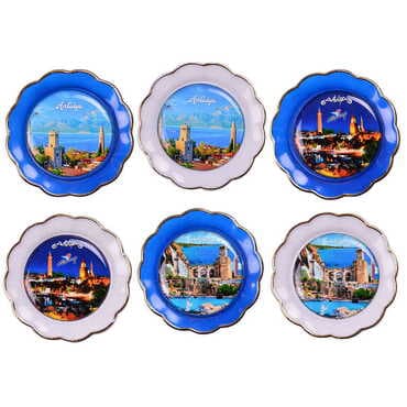 Antalya Themed Epoxy Dome Plate Shaped Souvenir Fridge Magnet 73 mm - 3