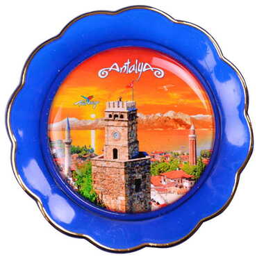 Antalya Themed Epoxy Dome Plate Shaped Souvenir Fridge Magnet 73 mm - 5