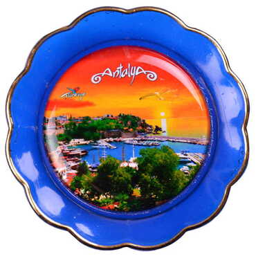 Antalya Themed Epoxy Dome Plate Shaped Souvenir Fridge Magnet 73 mm - 7