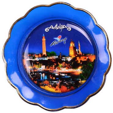Antalya Themed Epoxy Dome Plate Shaped Souvenir Fridge Magnet 73 mm - 9