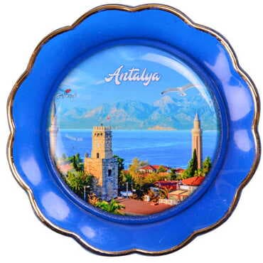 Antalya Themed Epoxy Dome Plate Shaped Souvenir Fridge Magnet 73 mm - 11