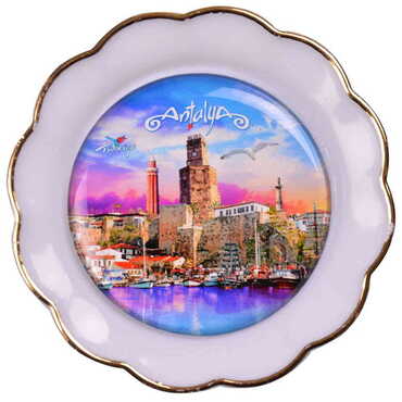 Antalya Themed Epoxy Dome Plate Shaped Souvenir Fridge Magnet 73 mm - 14