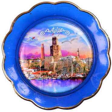 Antalya Themed Epoxy Dome Plate Shaped Souvenir Fridge Magnet 73 mm - 15