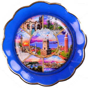 Antalya Themed Epoxy Dome Plate Shaped Souvenir Fridge Magnet 73 mm - 17