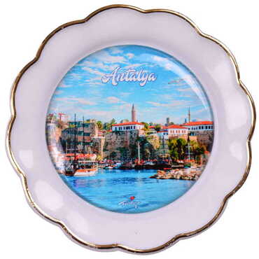 Antalya Themed Epoxy Dome Plate Shaped Souvenir Fridge Magnet 73 mm - 20