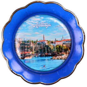 Antalya Themed Epoxy Dome Plate Shaped Souvenir Fridge Magnet 73 mm - 21