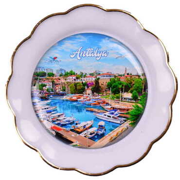 Antalya Themed Epoxy Dome Plate Shaped Souvenir Fridge Magnet 73 mm - 22