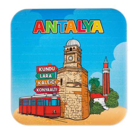 Antalya Temalı MYROS UV KARE BARDAKALTI 100 MM - 1